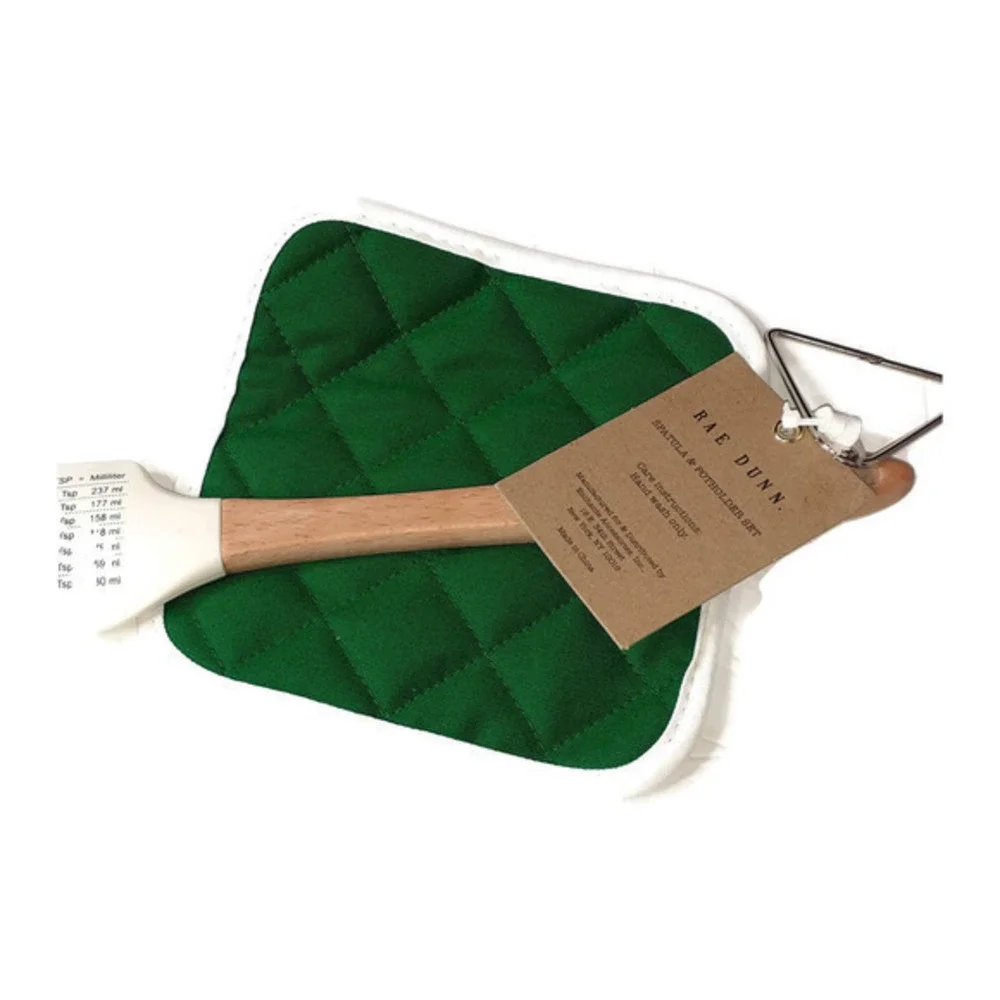 NEW 2‎ Piece Rae Dunn Set St Patrick's Day Spatula Green Potholder Irish Luck